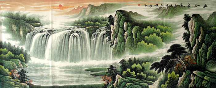 八尺国画山水《幽谷泉鸣》