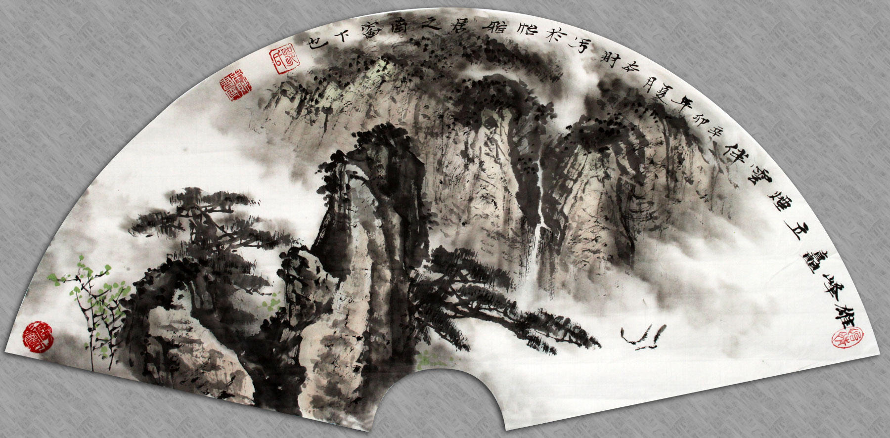 山水扇面作品 - 写意山水画 - 99字画网