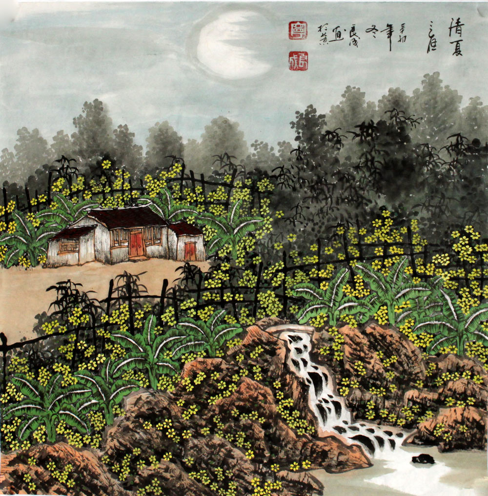 田园风景山水画作品 - 写意山水画 - 99字画网