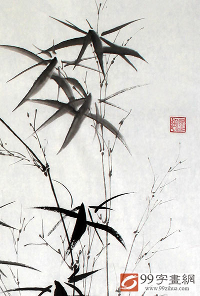 水墨画竹子- 梅花图- 99字画网