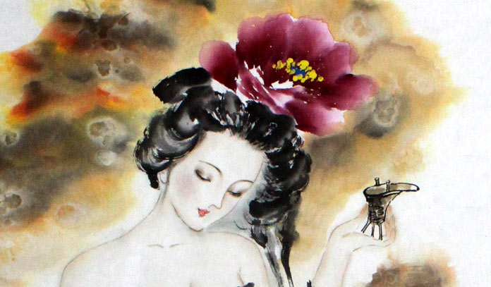 李凤英贵妃醉酒仕女图- 仕女图- 99字画网