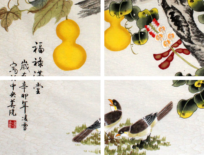 带有葫芦的花鸟画- 葫芦画- 99字画网