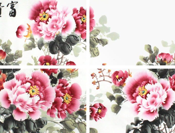 掛軸-991 富取風堂 牡丹 共箱 - 絵画