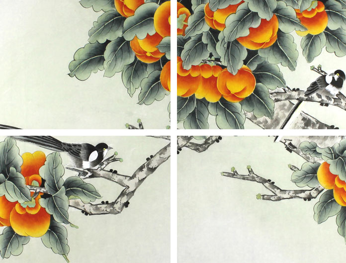 客厅事事如意花鸟画- 柿柿如意- 99字画网