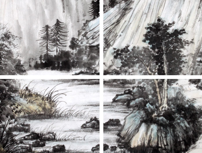 山水画 办公室心静鸟无声水墨山水画- 写意山水画- 99字画网