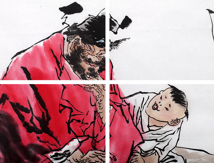 董书林四尺斗方钟馗人物《钟进士棋趣图》 - 关公/寿星- 99字画网