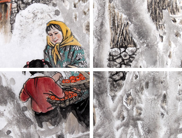 中美协赵金鸰太行雪村系列四尺斗方《太行银装》 - 写意山水画