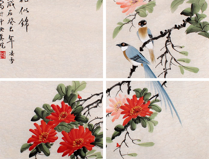 北京美协凌雪四尺斗方锦鸡国画《繁花似锦》 - 花鸟画- 99字画网