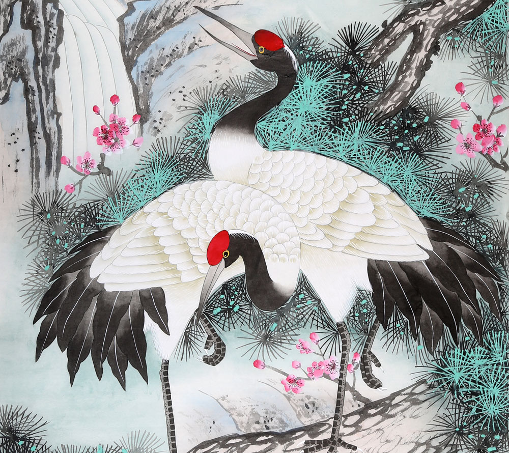 凌雪老人祝寿国画松鹤延年- 松鹤图- 99字画网