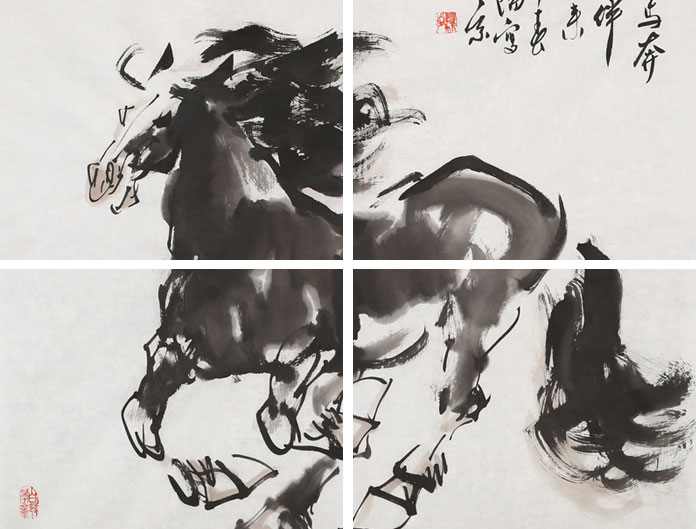 河南美协王向阳国画马四尺斗方《骏马奔腾伴春来》 - 骏马图- 99字画网