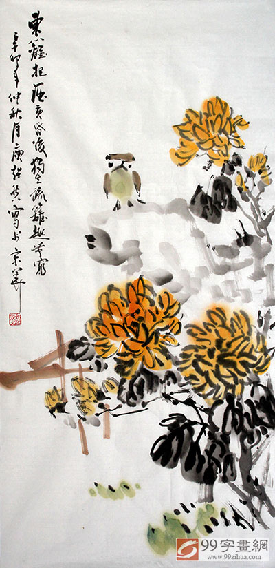 写意餐厅国画秋趣图 - 花鸟画 - 99字画网