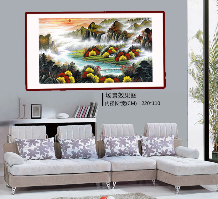 客厅沙发后聚宝盆山水画 - 聚宝盆山水画 - 99字画网