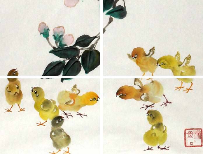 小鸡国画画法 - 花鸟画