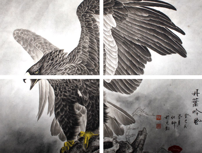 老树雄鹰图丹叶吟风 - 雄鹰展翅图 - 99字画网