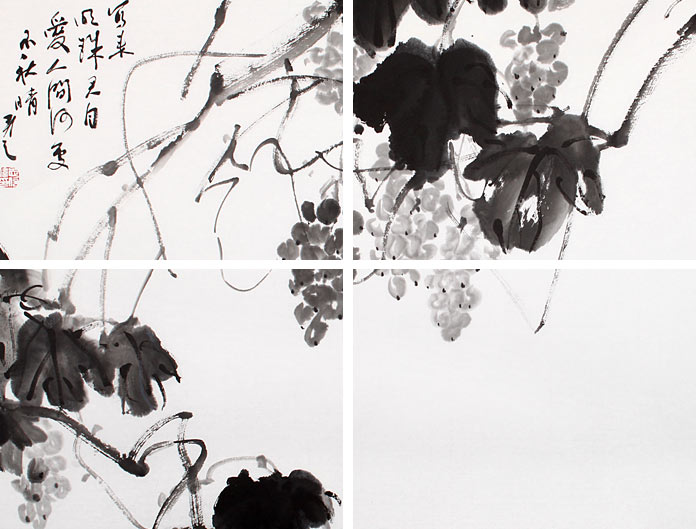 陈漫之四尺斗方葡萄画《写来明珠君自爱》 - 葡萄画 - 99字画网