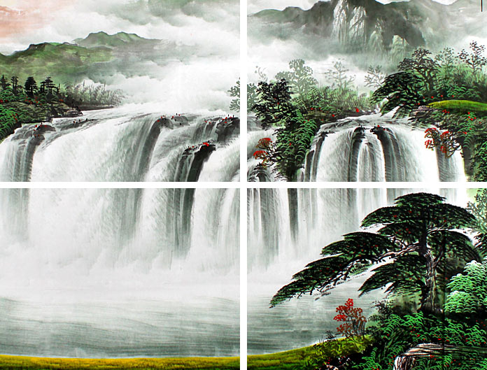吴东先生的聚宝盆风水画《宝地生金》,气势磅礴,古松葱绿,意境悠远,数