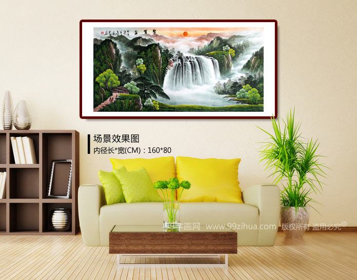 办公室聚宝盆风水画 - 聚宝盆山水画 - 99字画网