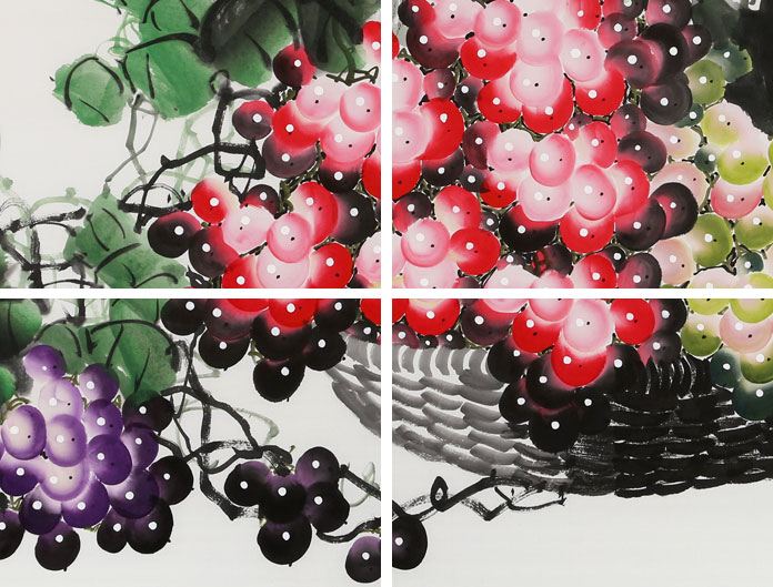 四尺斗方葡萄画《硕果飘香》 - 葡萄画 - 99字画网