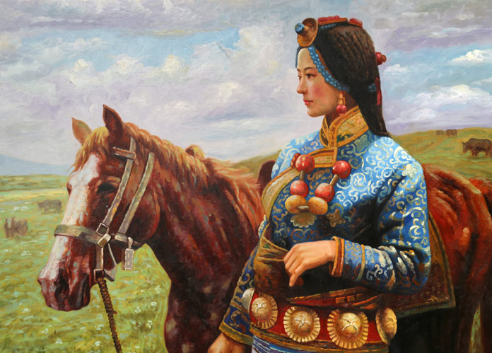 郭丽岩《草原 布面油画 人物 99字画网