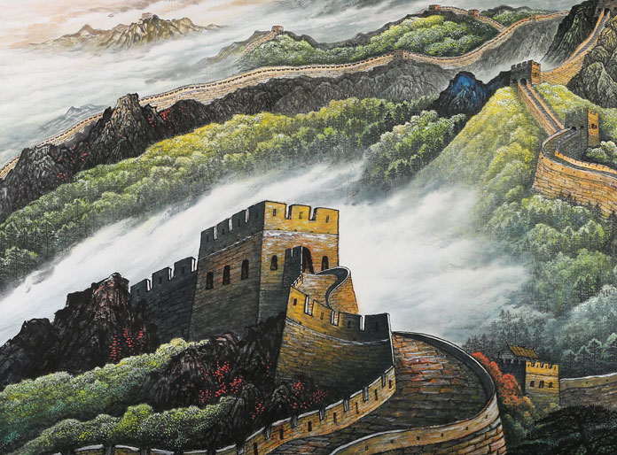 【已售】中国书画家协会理事李碧峰 大丈二山水画《长城雄姿》