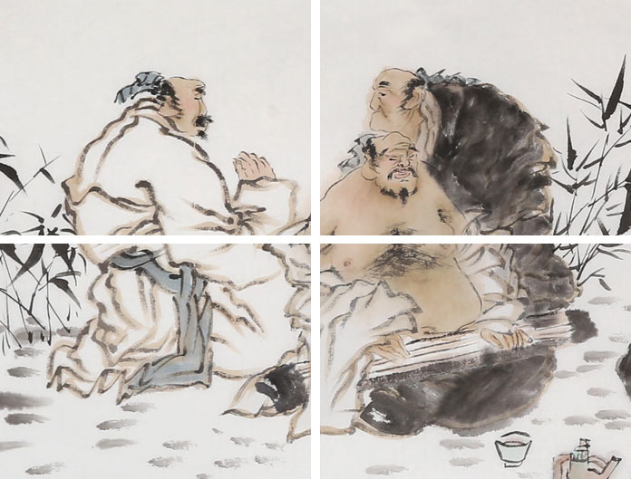河南美协董书林六尺对开《竹林七贤图》 - 人物画