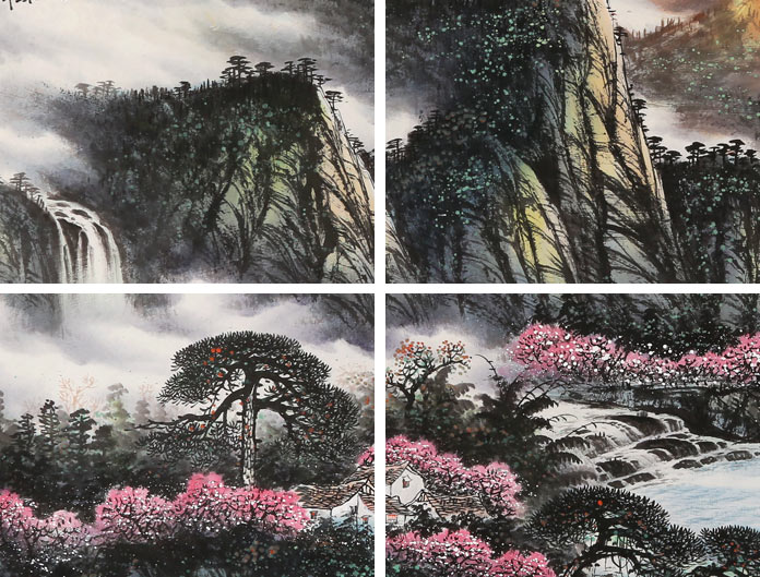张慧仁小六尺桂林山水画《泉生雨后彩霞生》 - 聚宝盆山水画 - 99字画网