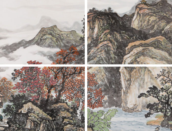 著名画家蒋元发 小六尺山水《秋山云壑静雅居》 - 写意山水画 - 99字画网