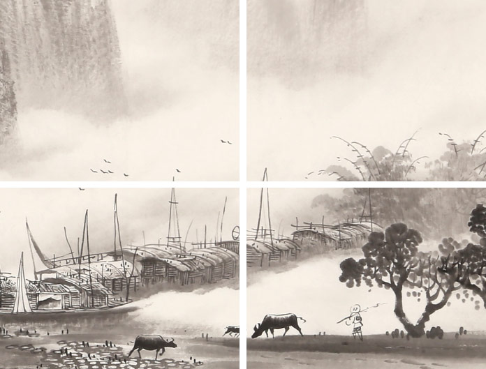 张慧仁 小六尺山水画《烟雨江南》 - 写意山水画 - 99字画网
