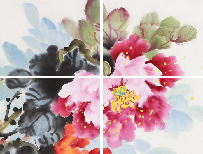 侯树堂 四尺斗方写意牡丹《花开富贵》 - 牡丹画 - 99字画网