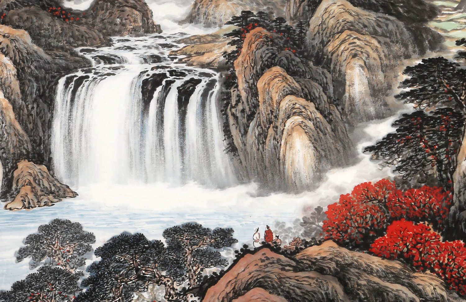 著名画家蒋元发 小六尺吉祥山水《源远流长》 - 聚宝盆山水画 - 99字画网