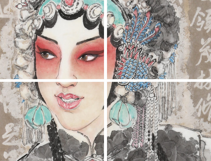 梁健戏剧人物画《俏花旦》 当代百杰画家 - 仕女图
