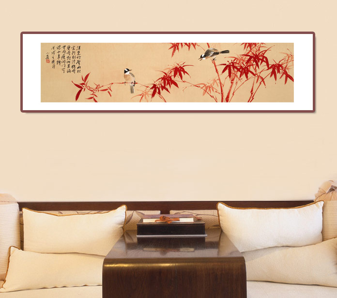 皇甫小喜 四尺对开写意竹子国画《溪光竹声两相宜》 - 竹子画 - 99字画网