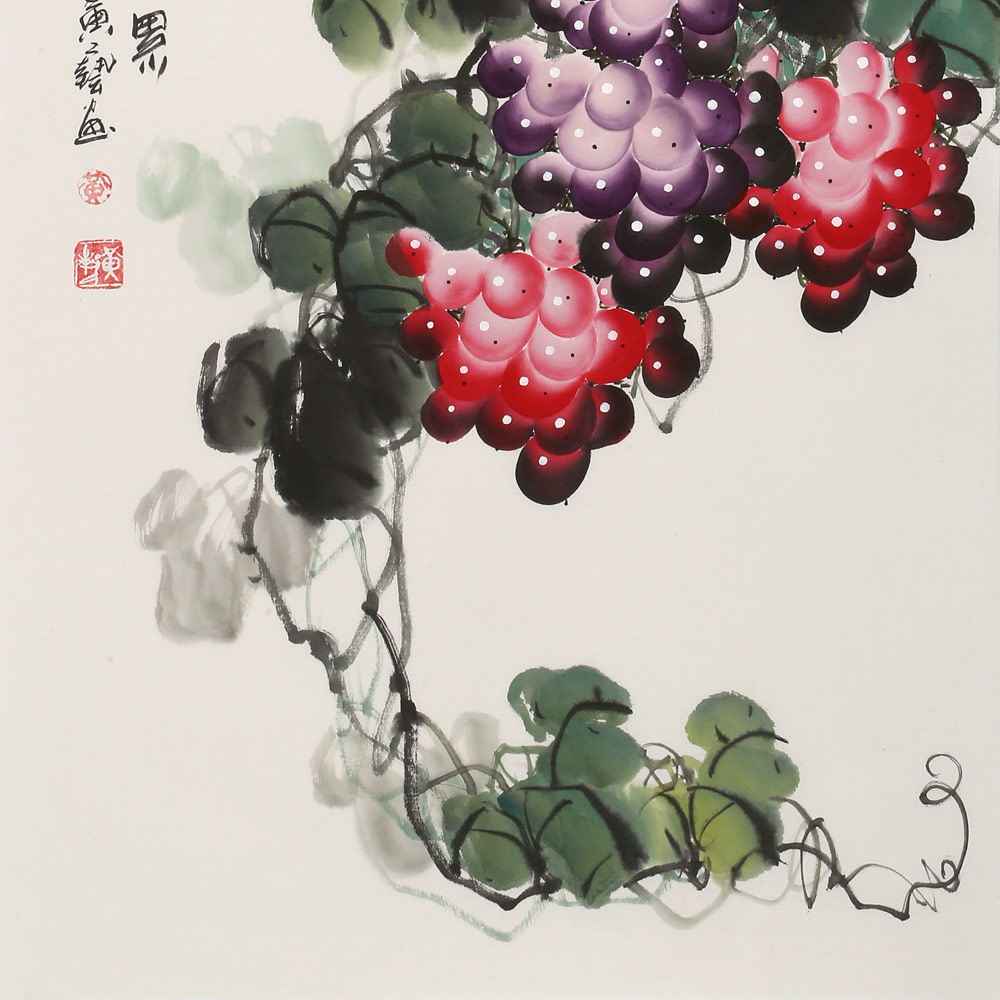 三尺风水吉利国画《硕果累累》 - 葡萄画 - 99字画网