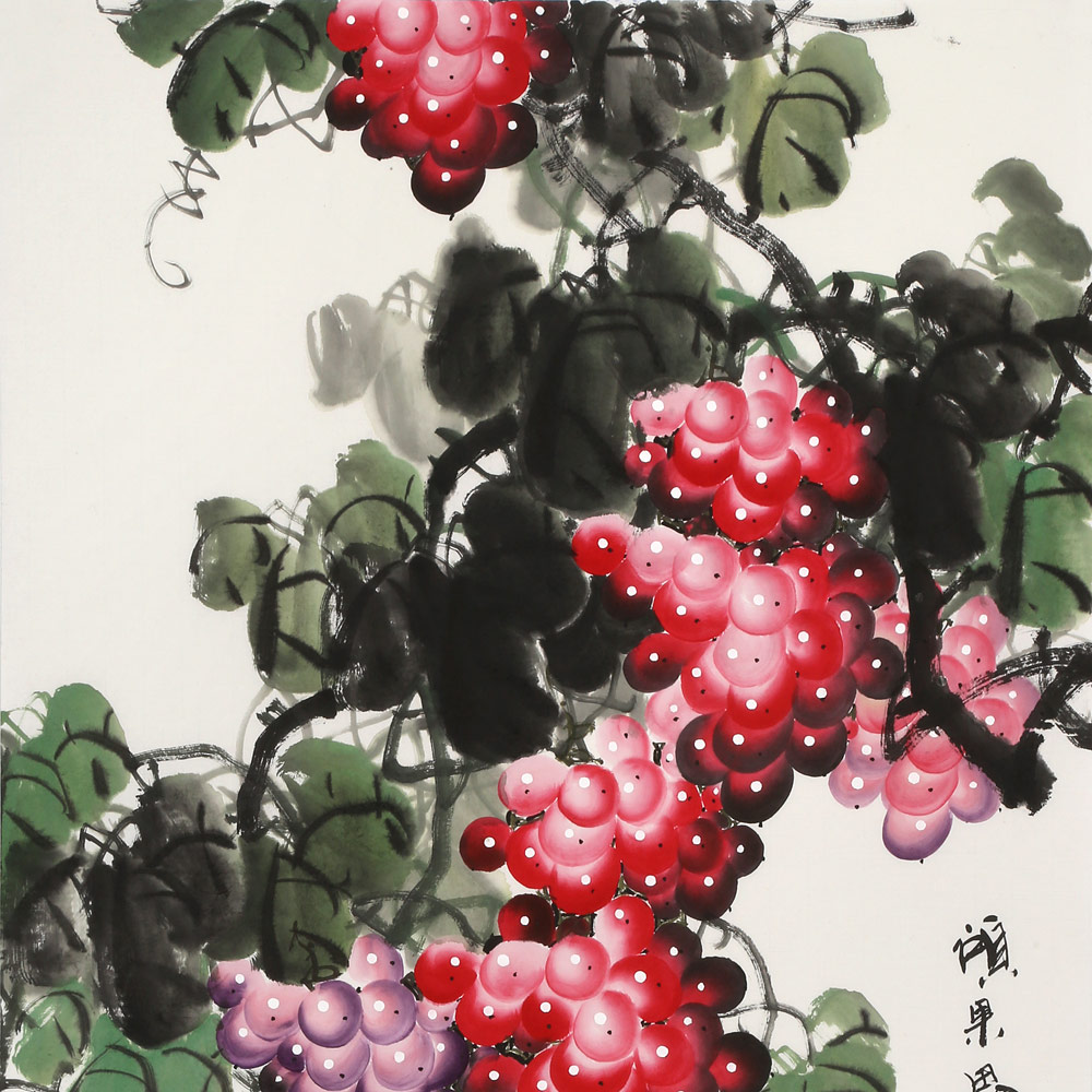 三尺风水吉利国画《硕果累累》 - 葡萄画 - 99字画网