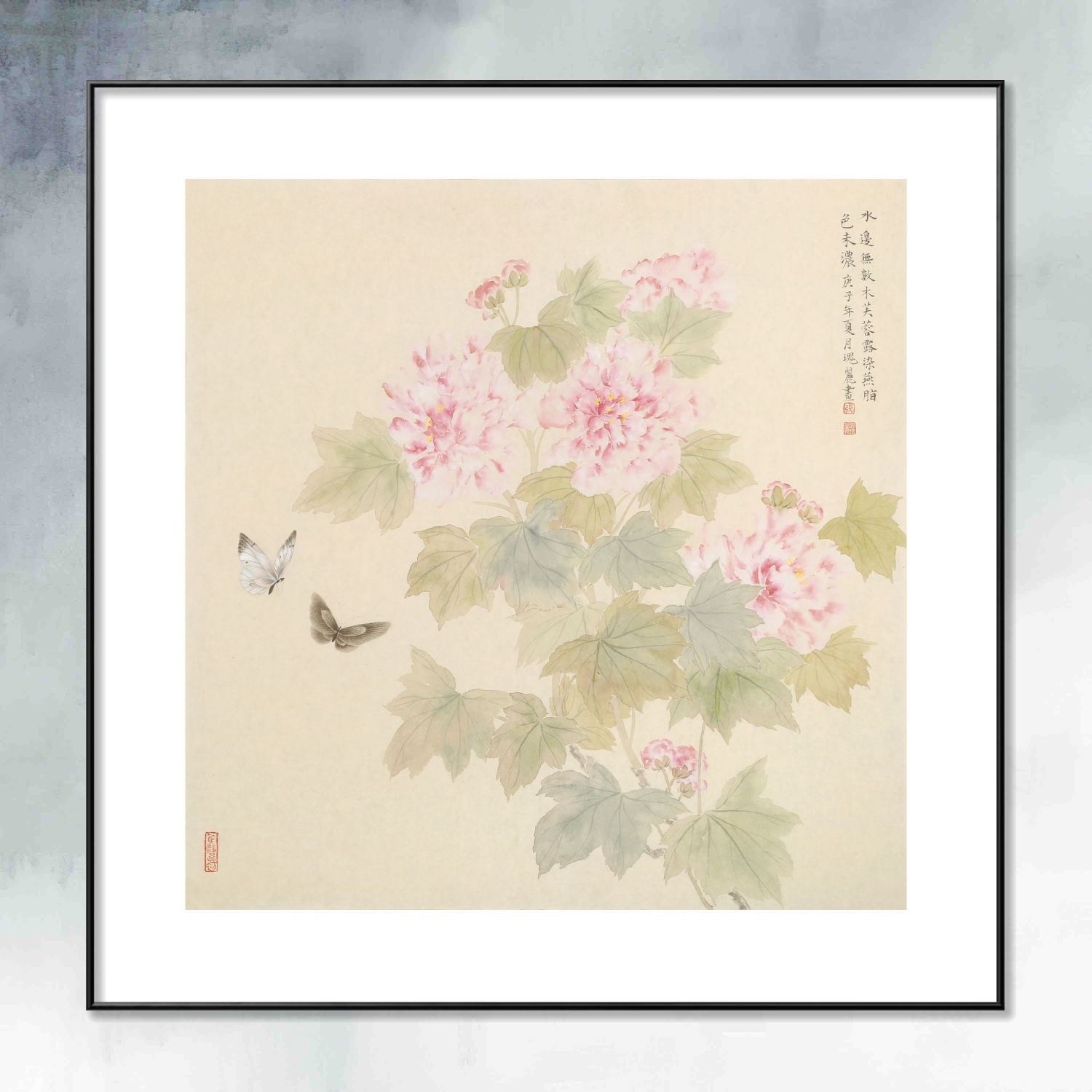 张瑰丽四尺斗方工笔荷花鸳鸯图《春花烂漫》 - 牡丹画 - 99字画网