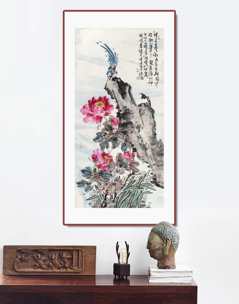 曲逸之 四尺国画写意牡丹图《富贵天香》 - 牡丹画 - 99字画网