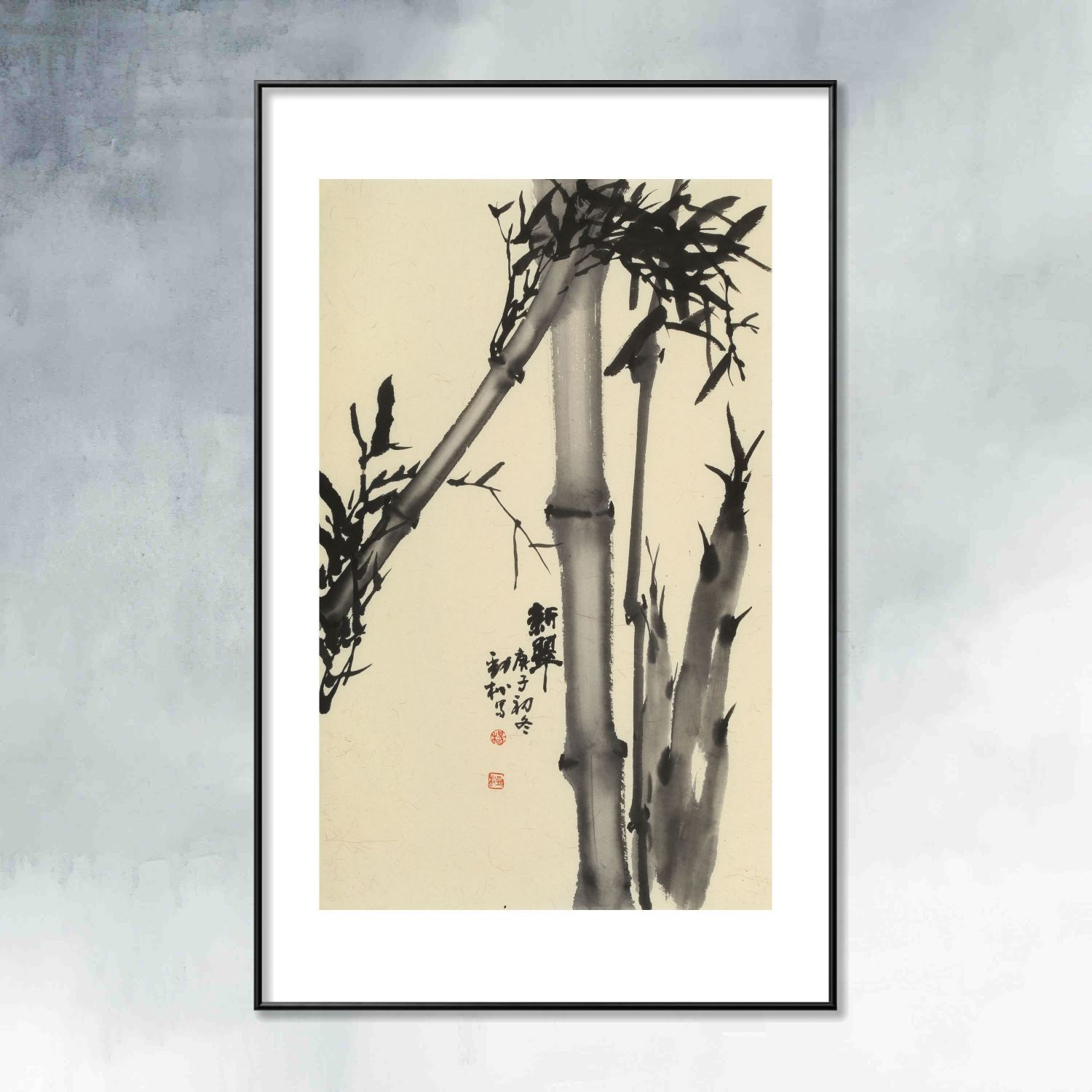 杨劲松 四尺三开竹子画《新翠》 - 竹子画 - 99字画网