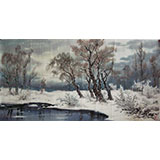 朝鮮一級畫家金明振《山林的冬天(tian)》