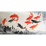 【可定制】名家周升达八尺巨制 九鱼图（议价）