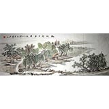 四尺国画山水《杨柳青青春思长》
