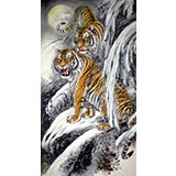 六尺国画双虎《虎虎生威》