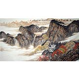 六尺国画山水《云雾山中飞泉声》