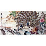 六尺国画孔雀《金屏耀彩》
