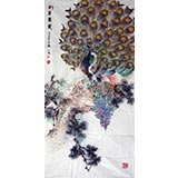 四尺国画孔雀图《金屏耀彩》