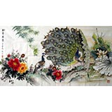 六尺国画花鸟孔雀《金翠富贵》