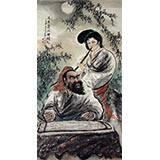 【已售】六尺写意人物画《月中清风曲醉人》