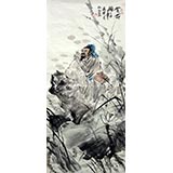 【已售】三尺写意人物画《赏荷》
