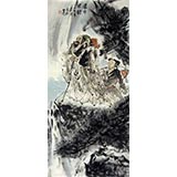 【已售】三尺写意人物画《瀑布寒韵》