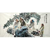 四尺写意人物画《雅士品茗会友图》