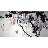 蒋峰三尺写意花鸟画《紫气东来》